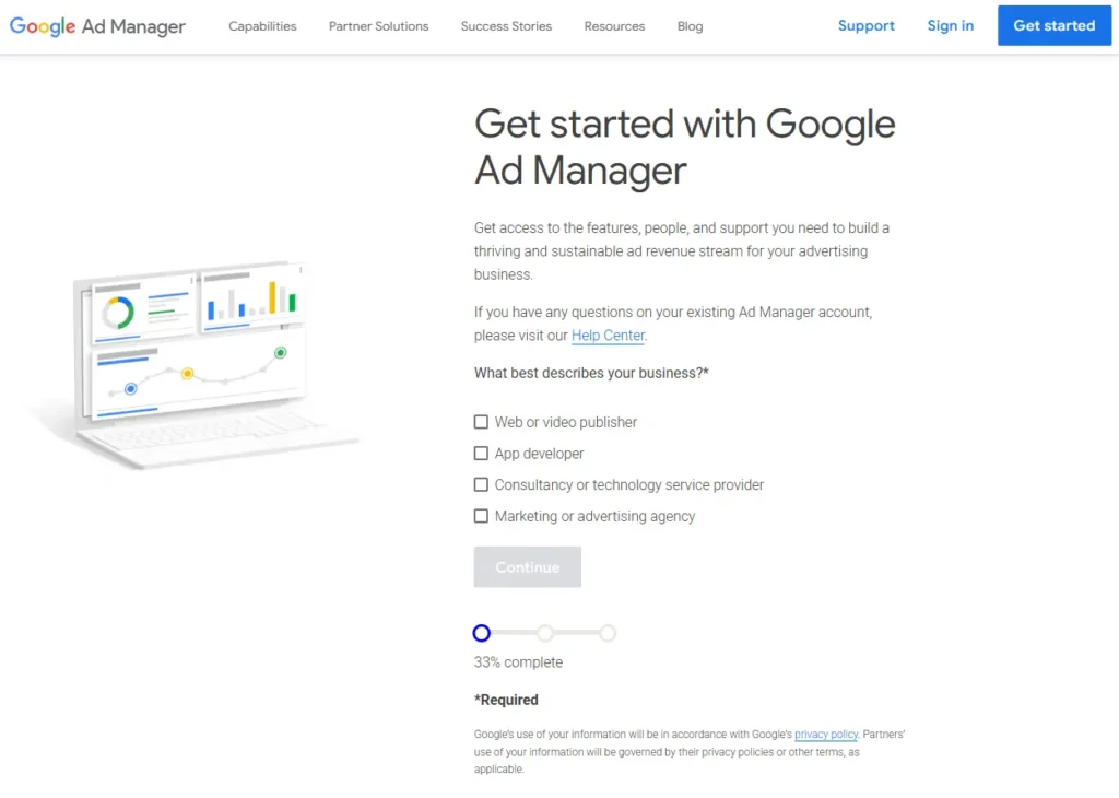 Learn How to Create a Google Ad Manager Account - Full Guides (Images) google ad manager select the option that best describe your business